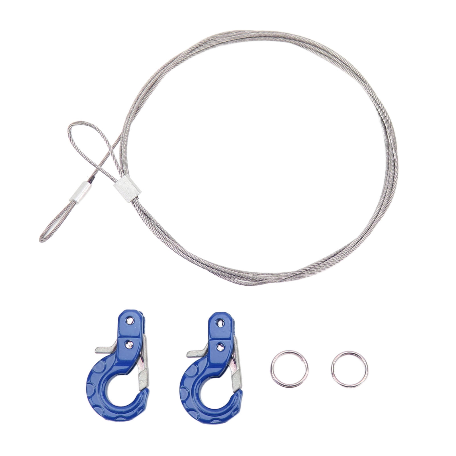 2-teilige, Leichte Und Kompakte Rc-anhängerkupplung Aus Aluminiumlegierung Für Scx10, D90 Und Trx4, Kettenhaken Mit Stahlseil, Blau