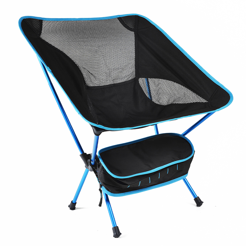 Klappbarer Outdoor-campingstuhl Aus Aluminiumlegierung Mit Hellblauer Netzrückenlehne Für Angeln Und Strand