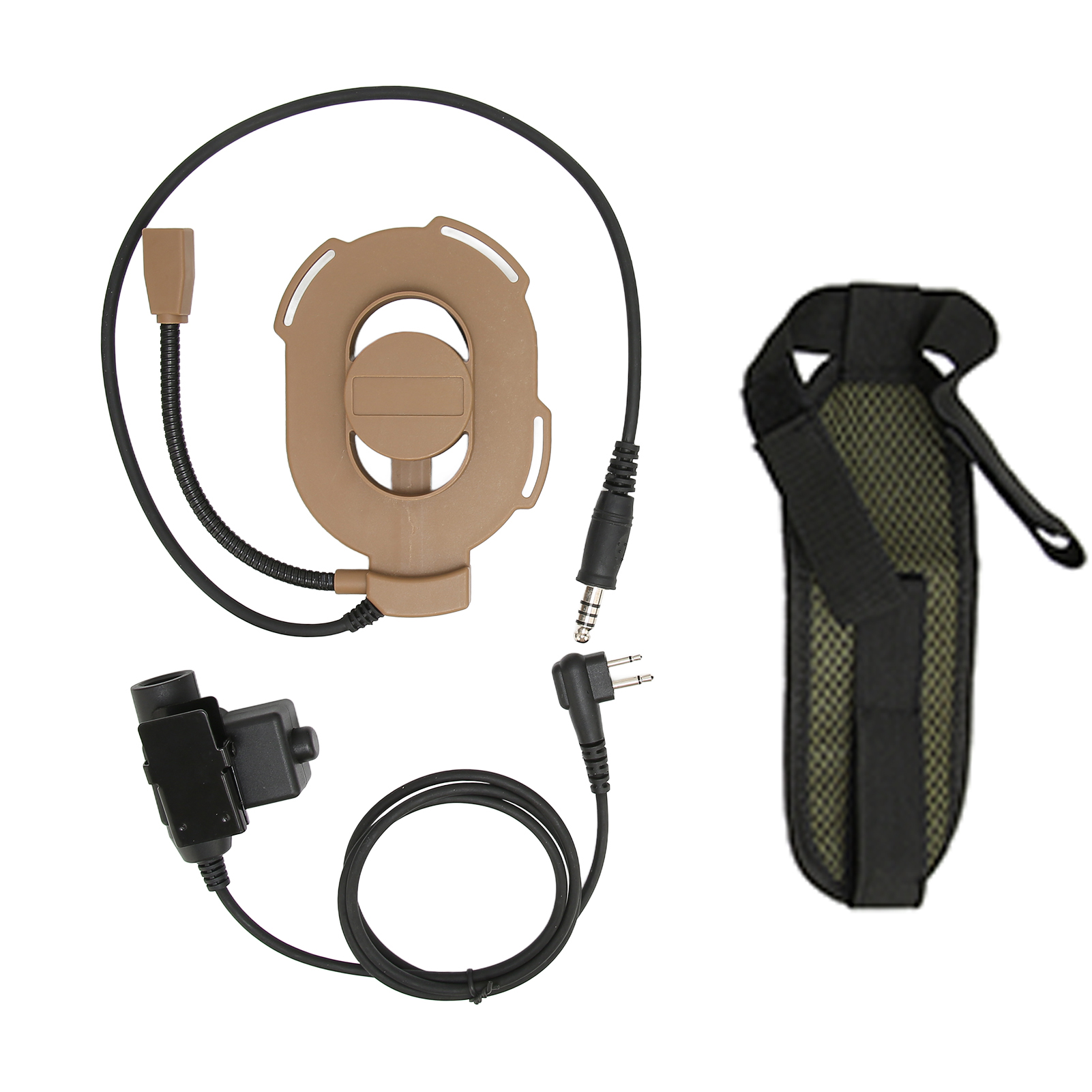 Militär-headset Hd01 Mit Ptt U94, Kompatibel Mit Motorola Gp88, Gp300, Gp3688, Dep450, Ep450 Funkgeräten – Braun