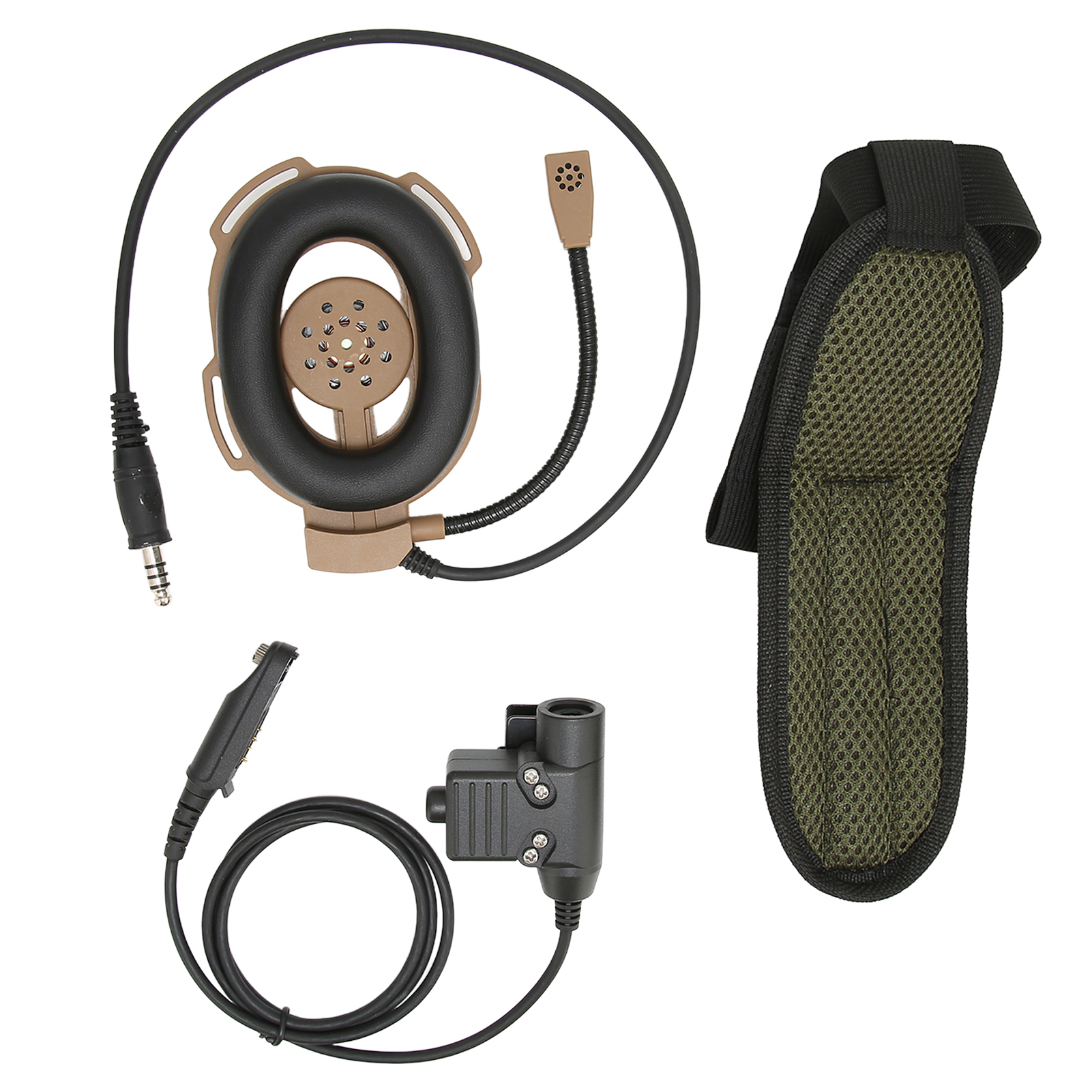 Einseitiger Militärhelm Mit Verstellbarem Headset Und Ptt U94 Für Baofeng Uv9r, Uv9r Plus, Uvxr, Bf9700 (braun)