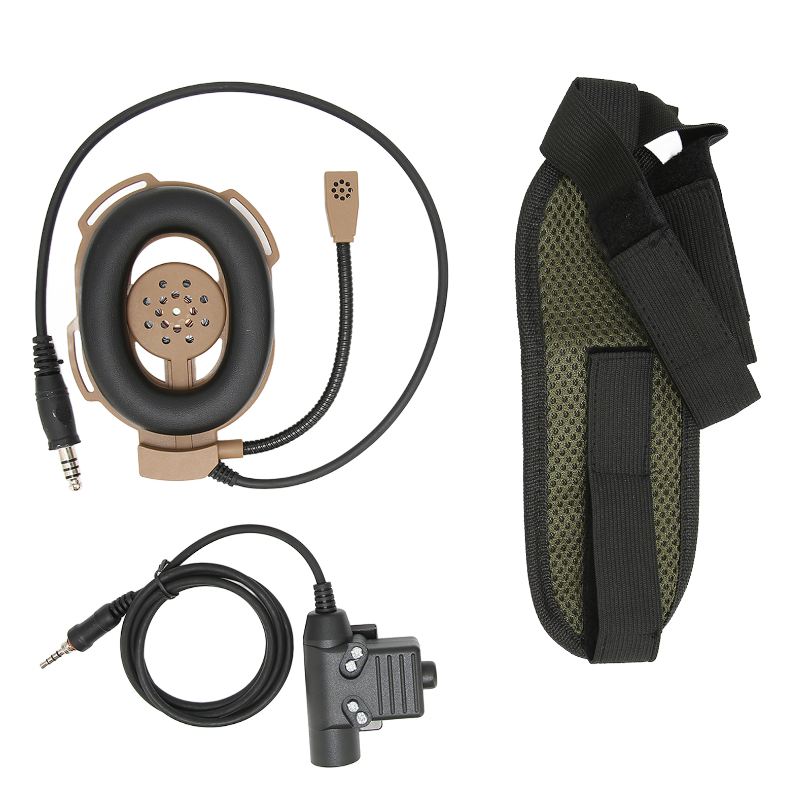 Verstellbares Motorrad-headset Mit Einseitigem Mikrofon Und Ptt-taste (u94), Kompatibel Mit Yaesu Vertex Vx-6r Und Vx-7r – Braun