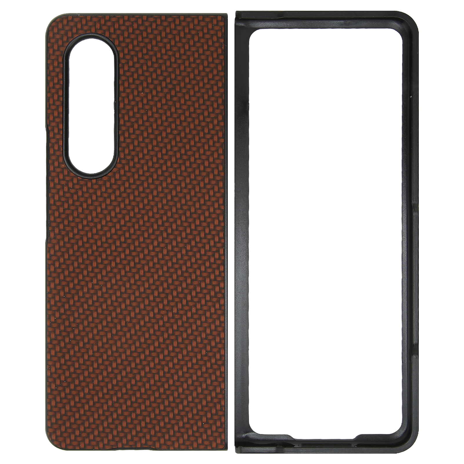 Faltbare Schutzhülle Für Galaxy Z Fold 3, Carbonfaser-optik, Braun