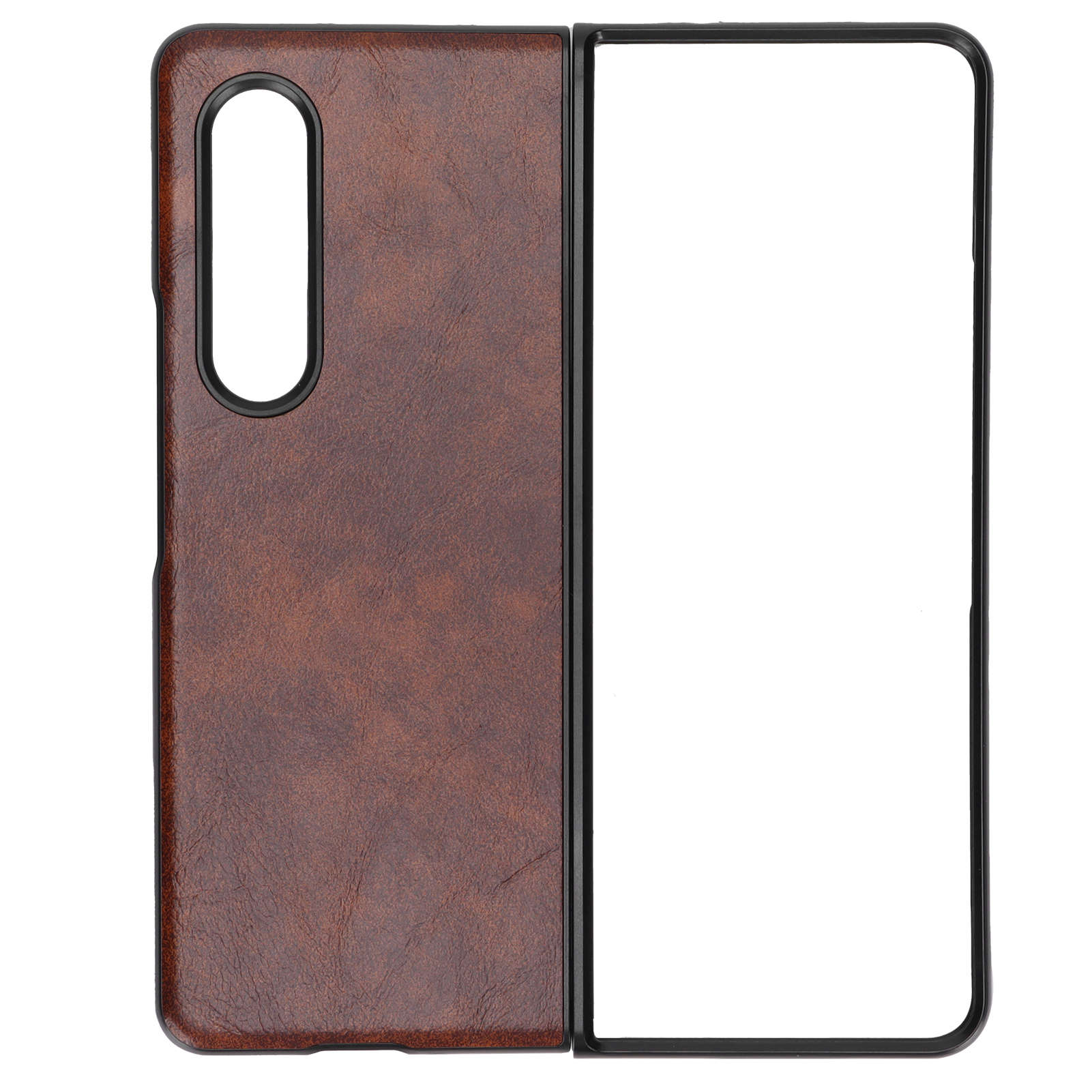 Stoßfeste Lederhülle Im Business-stil Für Samsung Galaxy Z Fold 3 – Braun