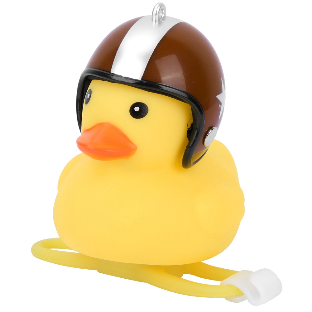 Niedliche Gelbe Ente Mit Helm Für Motorrad Oder Fahrrad, Braune Sterndekoration