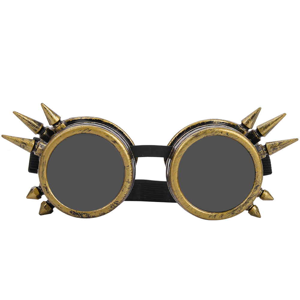 Vintage Steampunk Doppellagige Windschutzbrille Mit Spikes (bronze)