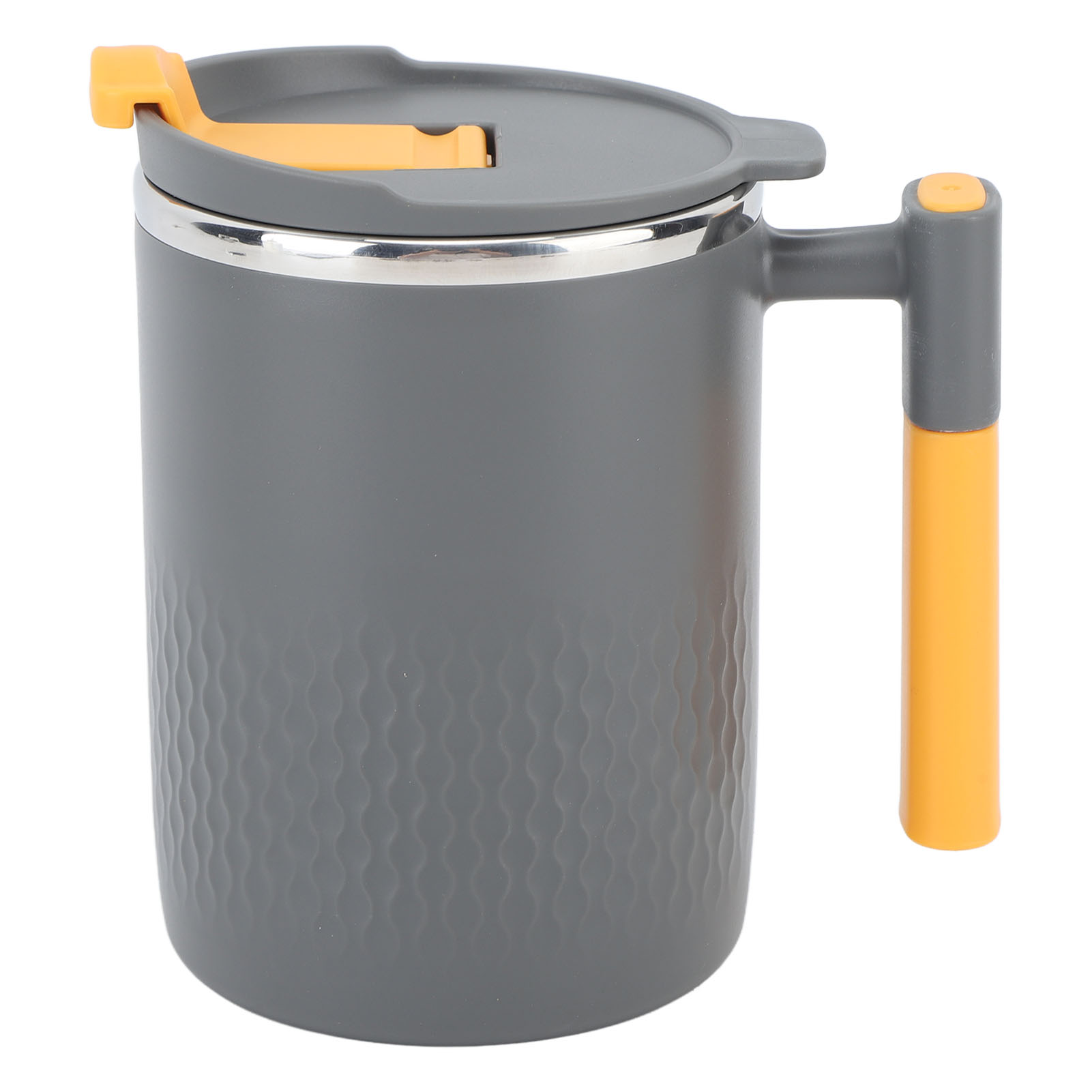 Isolierbecher (450 Ml), Edelstahl 304, Mit Deckel Und Henkel, Ideal Für Büro Und Frühstück, Dunkelgrau