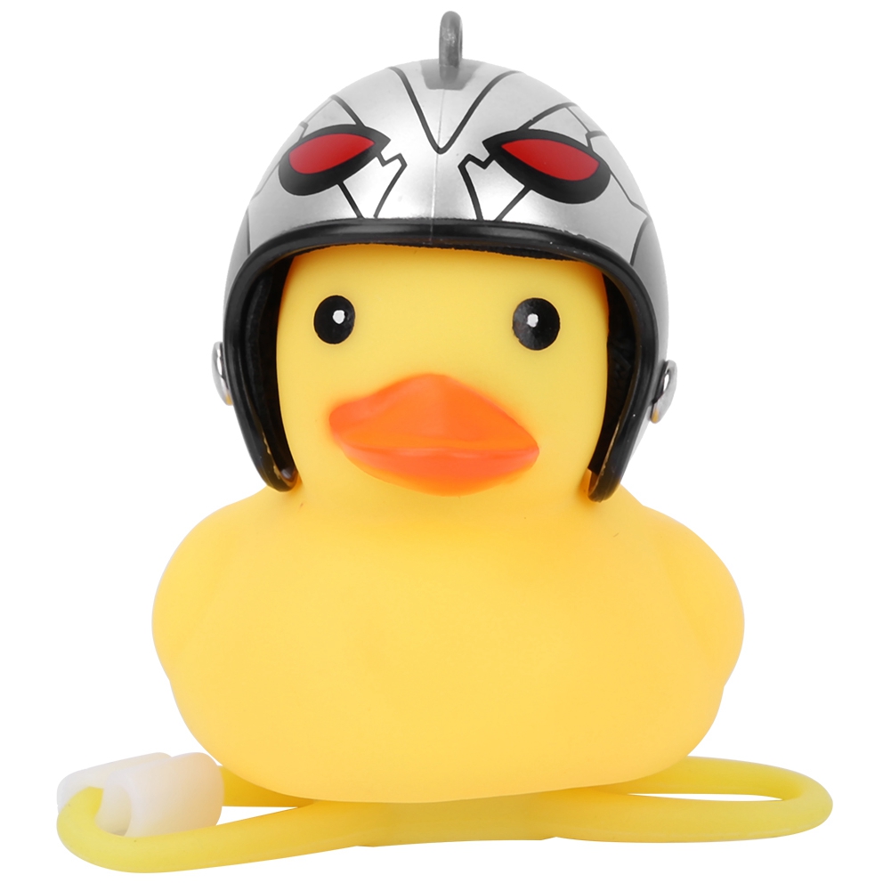 Niedliche Gelbe Ente Mit Helm Als Dekoration Für Motorrad Und Fahrrad