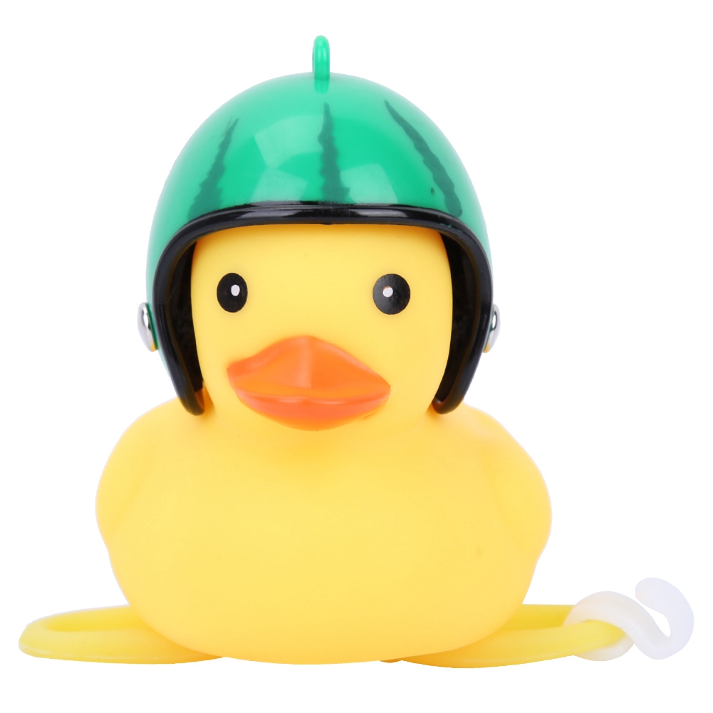 Niedliche Gelbe Ente Mit Helm Zur Dekoration Von Fahrrad Oder Motorrad, Grün