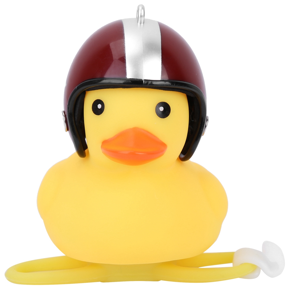 Niedliche Gelbe Ente Mit Motorradhelm - Rote Sterndekoration Für Fahrräder Und Mountainbikes