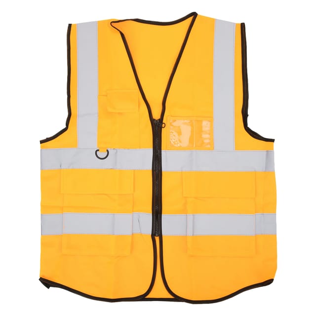 Gut Sichtbare, Wasserdichte Sicherheitsjacke Mit Reißverschluss Und Mehreren Taschen Für Arbeiter, Gelb.