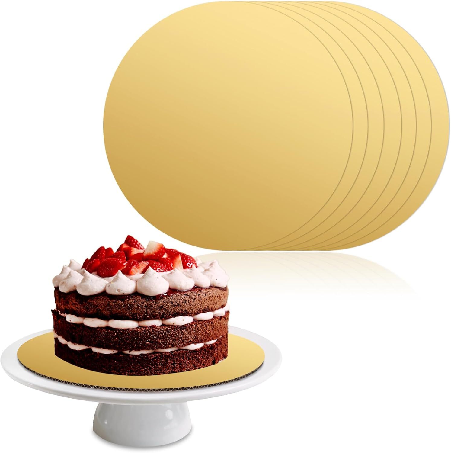 Goldene 7-zahn-kuchenplatte 25 Cm, Ideal Zum Backen, Für Selbstgemachte Desserts Und Kreative Aktivitäten, Rund, Lebensmittelecht.