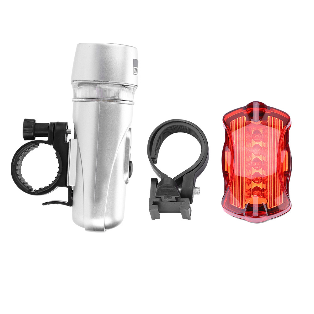 Wasserdichte 5-led-fahrradfrontleuchte + Sicherheitsrücklicht, Fahrradzubehör (silber)