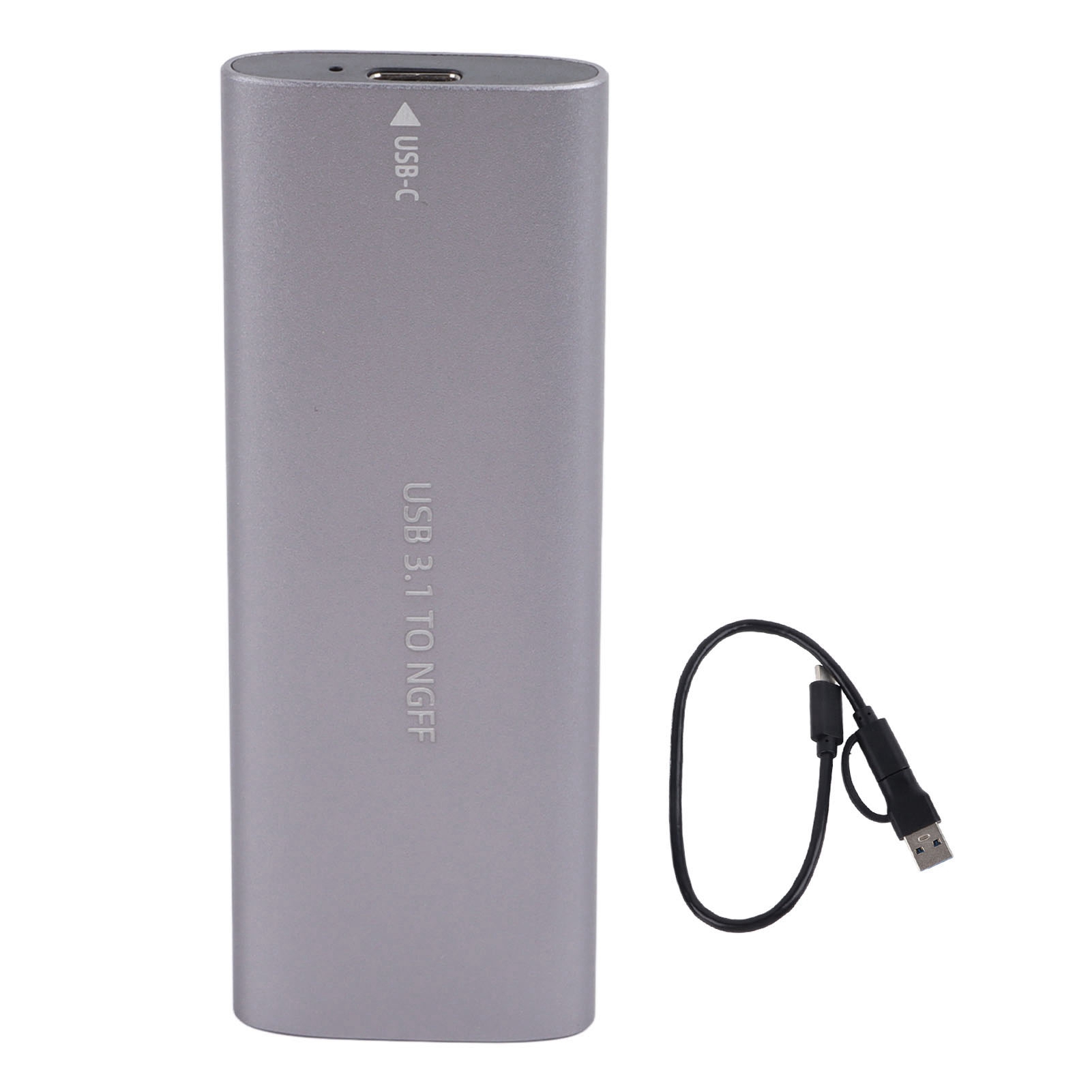 Externes M.2 Ngff Ssd-gehäuse Aus Aluminiumlegierung, 5 Gbit/s, 2-in-1-kabel, Grau