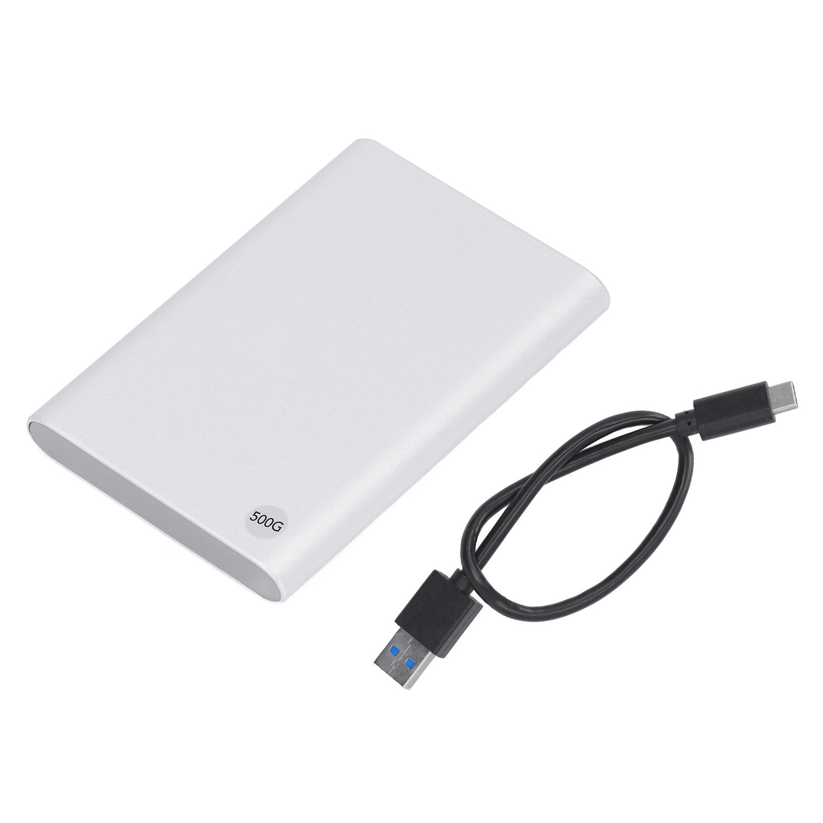 Externes 2,5-zoll-festplattengehäuse, Usb Typ-c 3.1, 10 Gbit/s, Ultraflach, Tragbare Externe Festplatte Für Pc/laptop, Silber, 500 Gb
