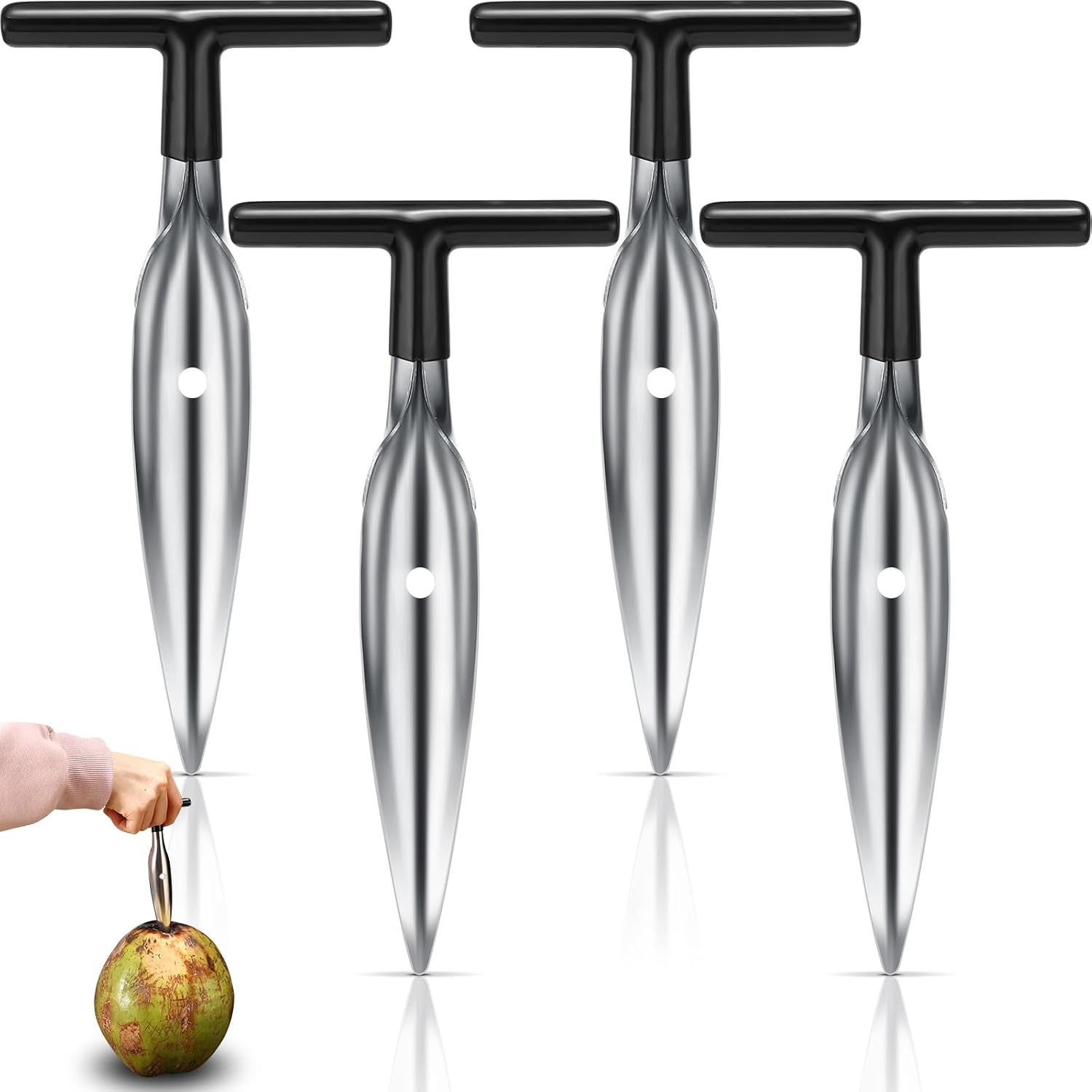 Set Mit 4 Kokosnussöffnern Für Süßwasser, Einfaches Und Sicheres Öffnen Grüner Kokosnüsse
