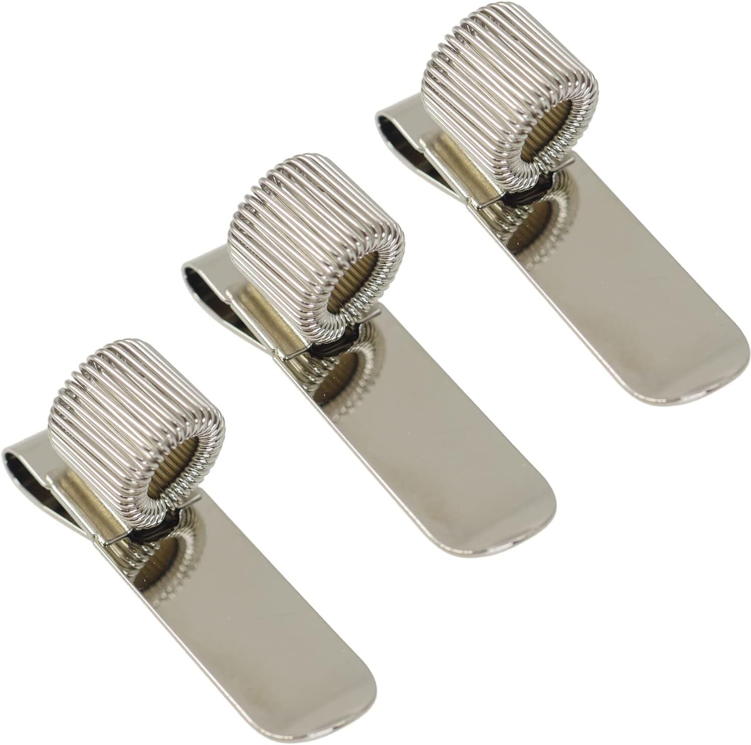Set Mit 3 Universellen Notizblockhaltern Aus Edelstahl Mit Silbernen Metallclips