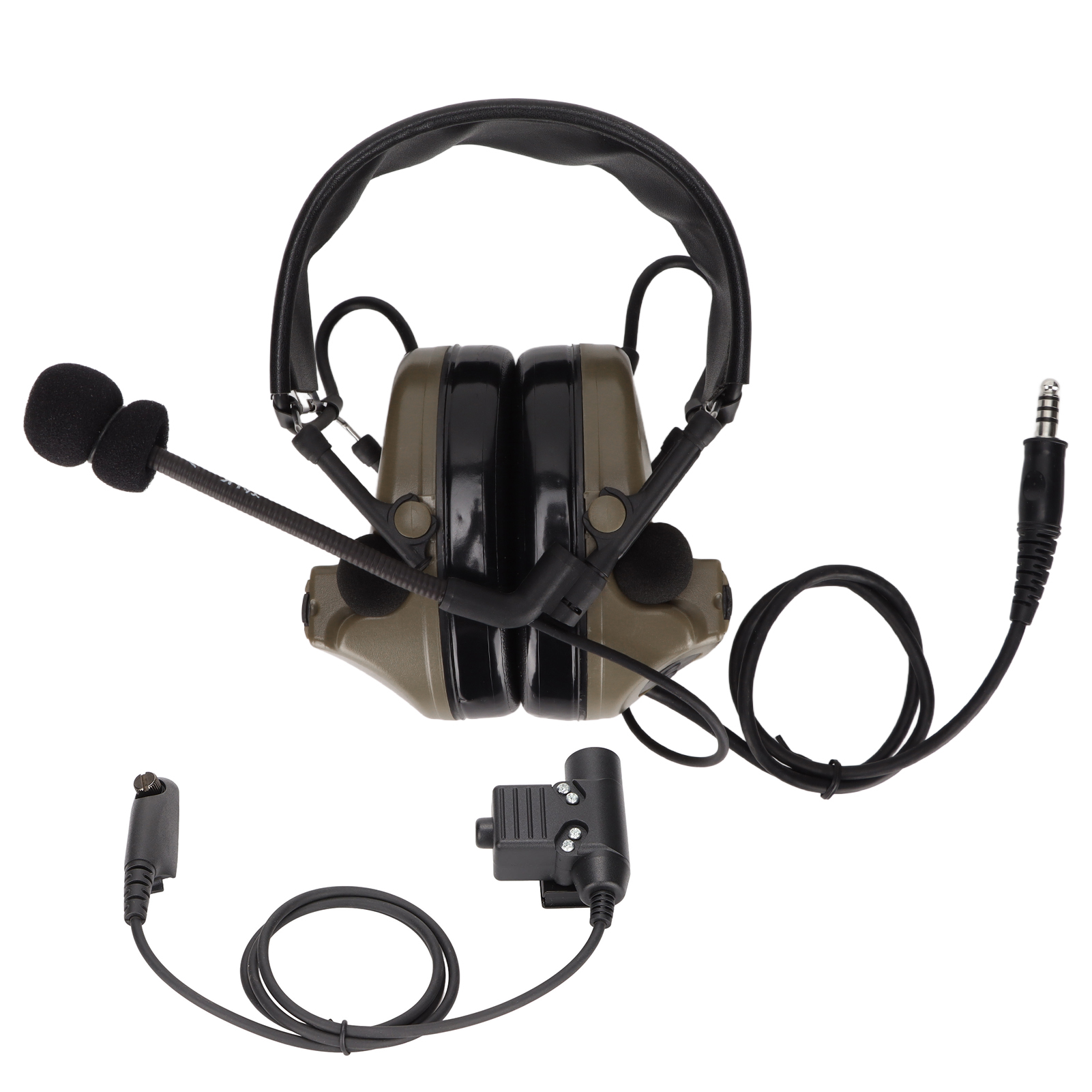 Militär-headset Mit Gehörschutz Und U94-ptt-anschluss Für Motorola Gp338, Gp328, Gp340, Gp380 – Armeegrün