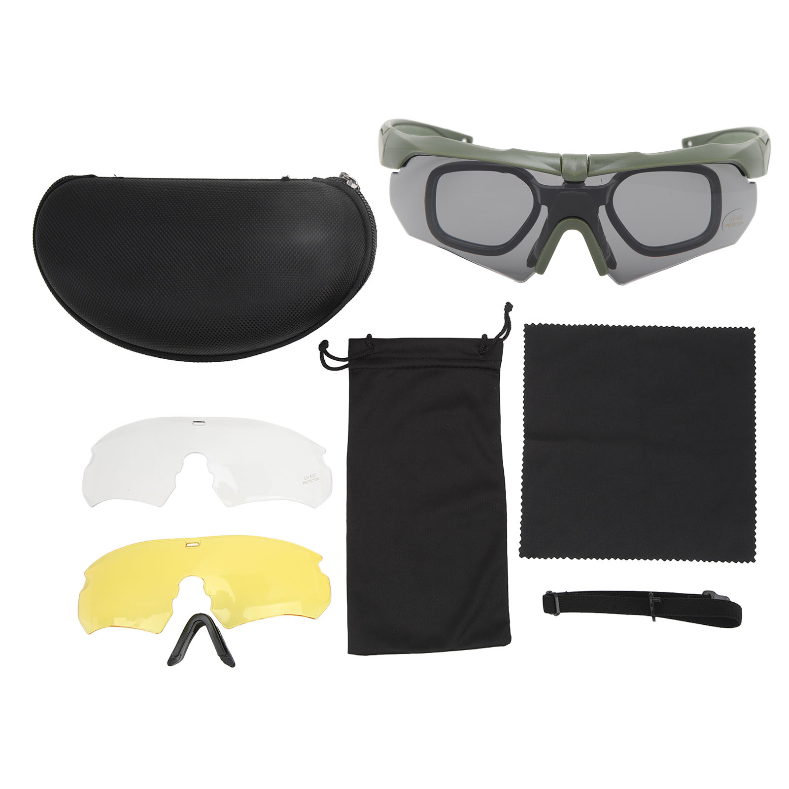 Uv-schutzbrille Für Schießsport, Wind- Und Staubschutz – Halbrahmen-motorradbrille, Unisex – Militärgrün