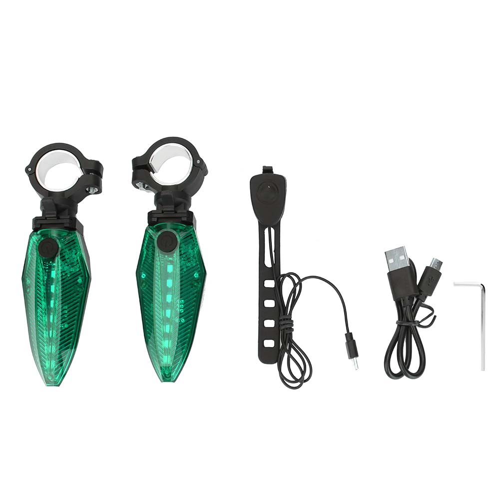Paar Wasserdichte Led-fahrradgriffe Mit Diebstahlalarm Und Warnlicht (grün)