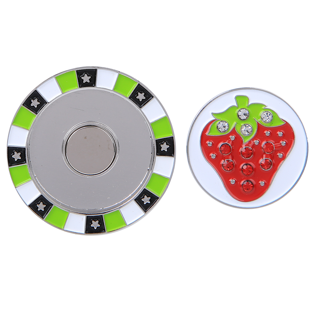 Kompakter Golfballmarker Aus Zinklegierung, Leichter Magnetischer Kappenclip, Geschenkidee – Grün/erdbeere