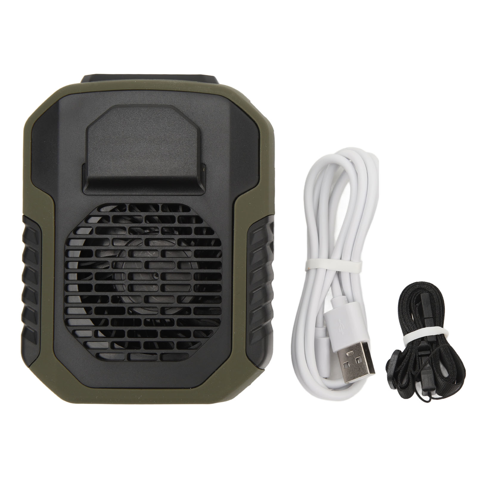 Mini-usb-wiederaufladbarer, Tragbarer Gürtelventilator Mit Kabel Für Wanderungen, Militärgrün
