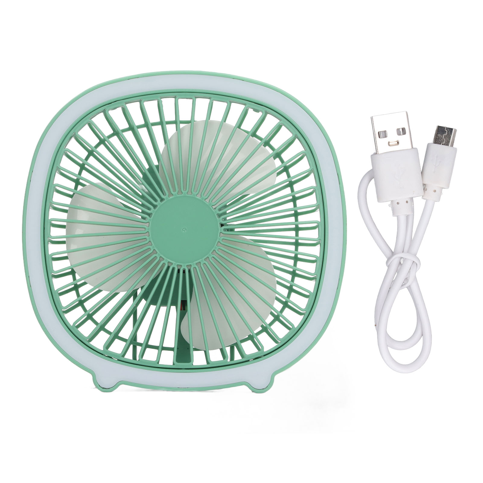 Leiser, Wiederaufladbarer Tischventilator, Tragbarer Mini-vertikalventilator Mit Led-licht, Mintgrüne Farbe, Leistungsregulierung.