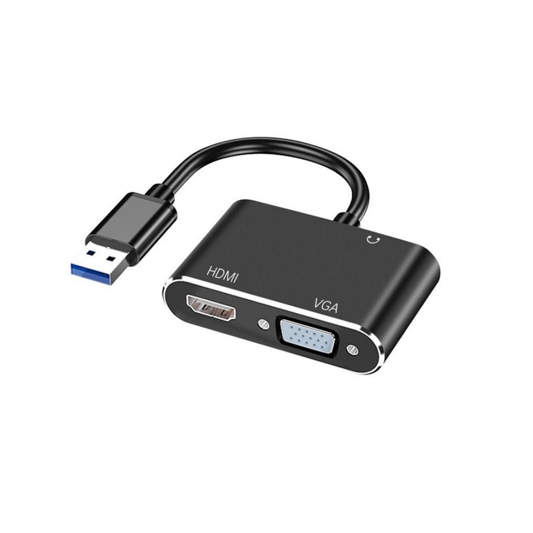 Usb-zu-hdmi-adapter Mit Vga- Und 3,5-mm-audio-, Video- Und Tonkonvertierungskabel Für Mehrere Bildschirme, Usb-zu-hd-tv-anschluss + Vga, Bildschirmspiegelung