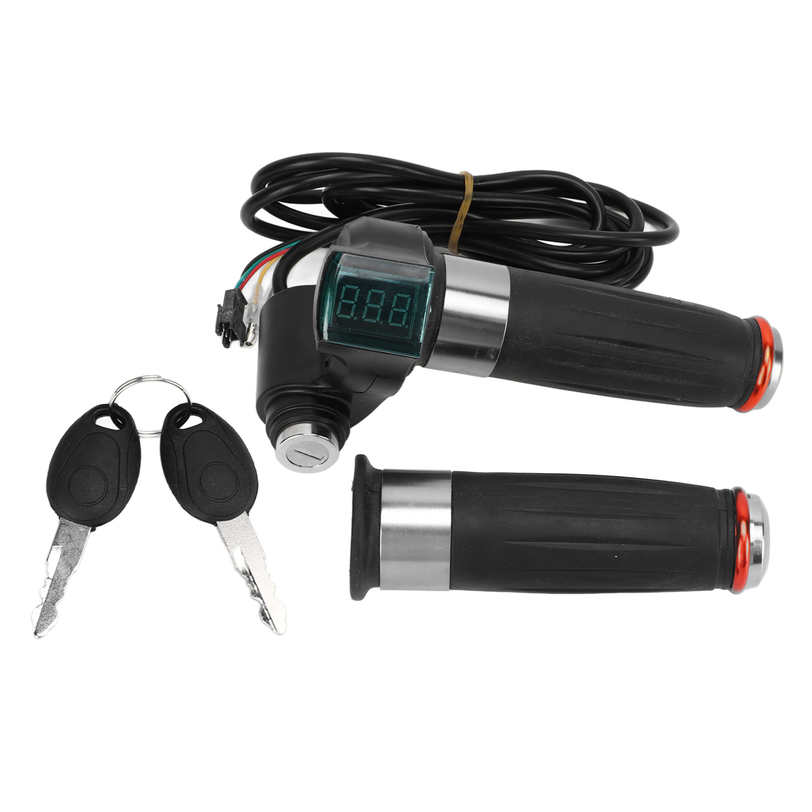 Paar Gasgriffe Für E-bikes Mit Rotem Display Und Verriegelungssystem, Linker Und Rechter Lenkergriff