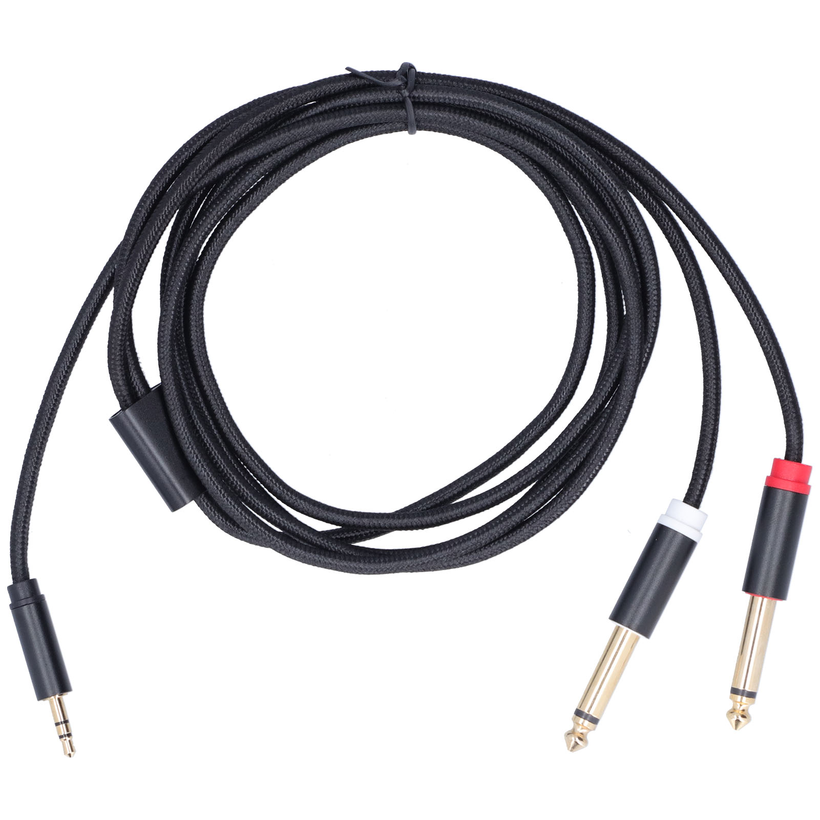 3,5-mm-klinkenstecker Auf Zwei 6,35-mm-klinkenstecker, Baumwollummanteltes Audio-adapterkabel Für Lautsprecher, 2 M / 6,6 Fuß