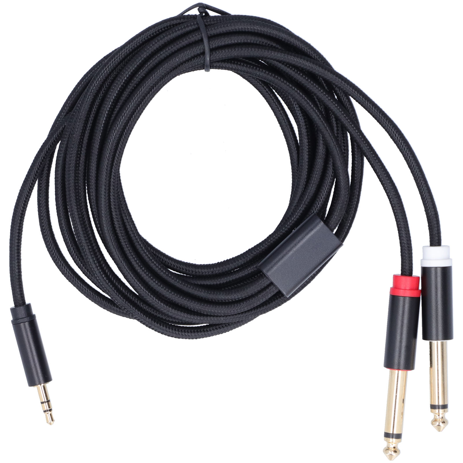 3,5-mm-klinkenstecker Auf Zwei 6,35-mm-klinkenstecker Als Audio-adapterkabel Für Lautsprecher, Baumwollummantelt, 3 M
