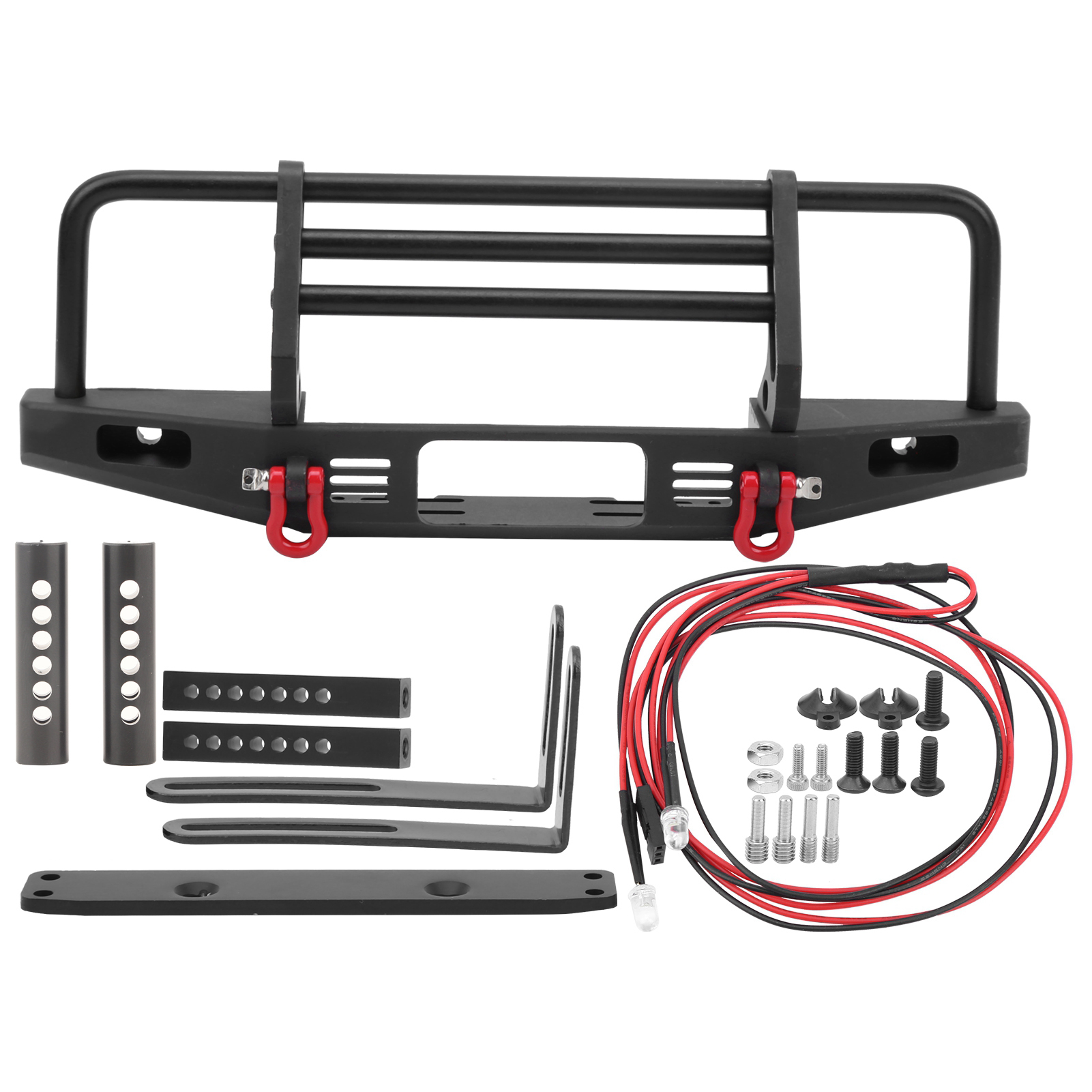 Frontstoßstange Aus Metall Mit 2 Runden Led-leuchten Für Trx4 Scx10 90046, 1/10 Rc-car-zubehör