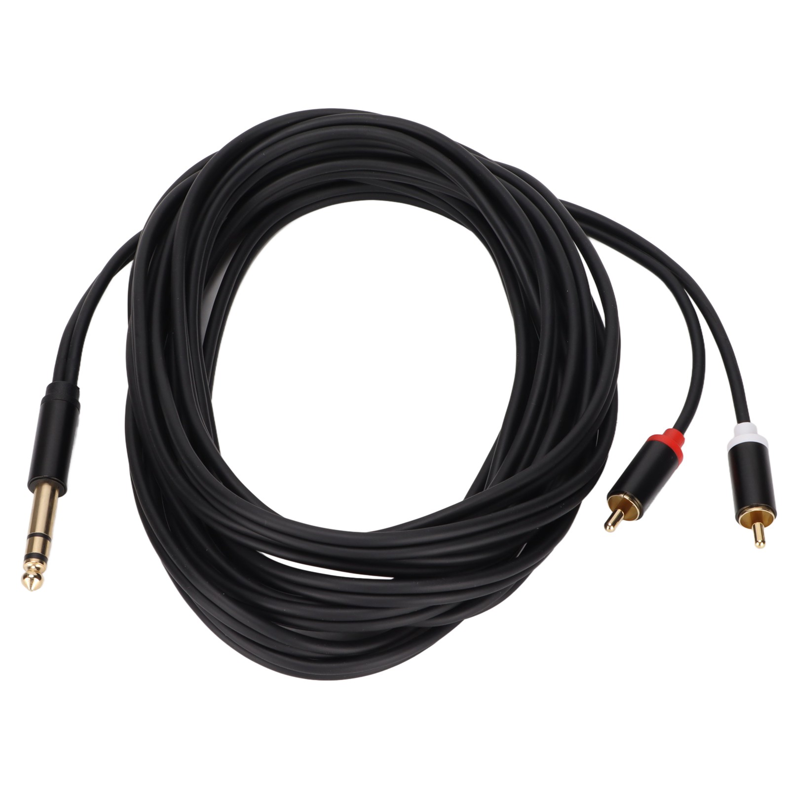 6,35-mm-klinkenstecker Auf 2 Cinch-stecker, Vergoldetes Y-adapter-stereokabel, 5 Meter, Für Hochwertige Verbindung
