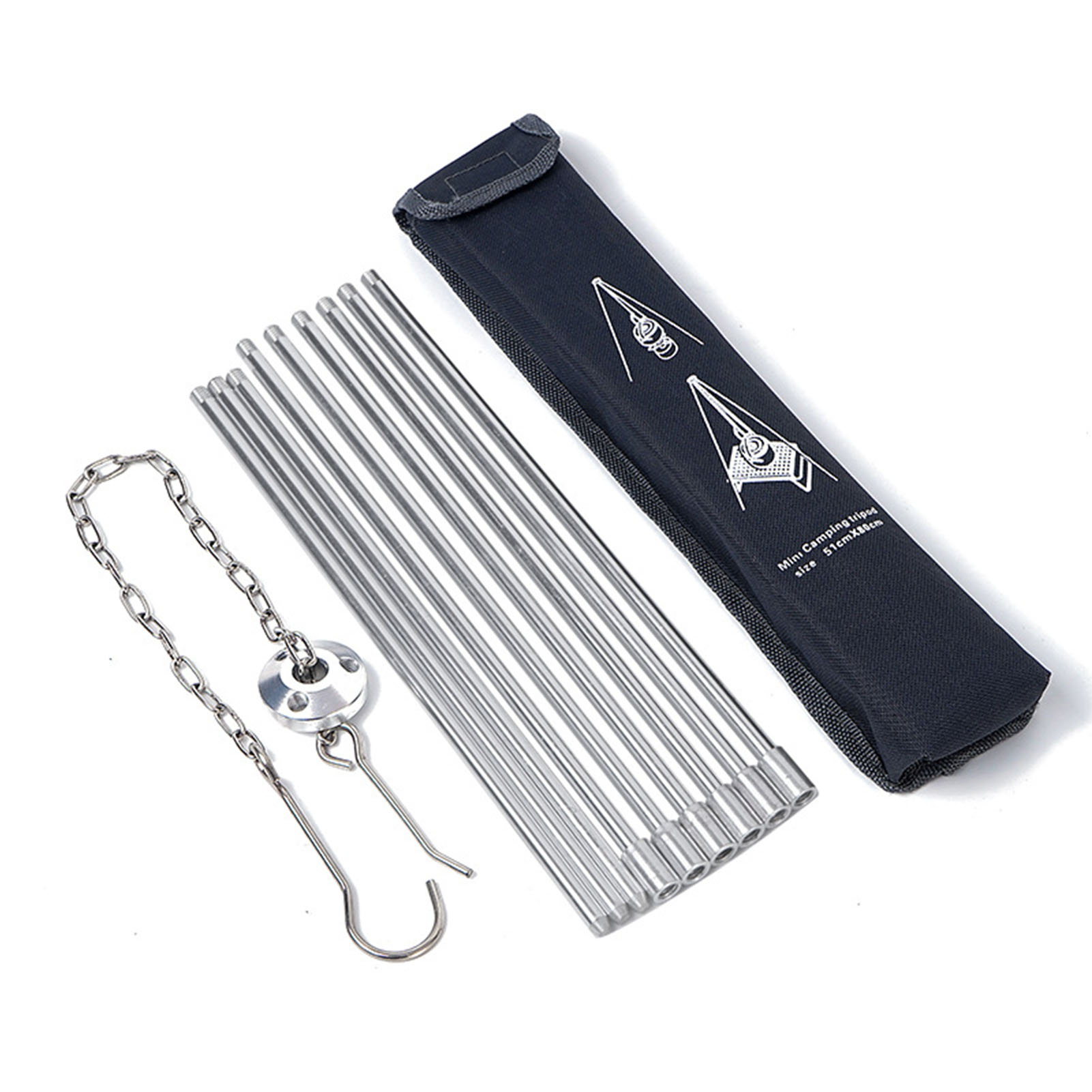 Zusammenklappbares Kochstativ Aus Aluminiumlegierung Mit Kette Und Tragetasche Für Lagerfeuer Im Freien