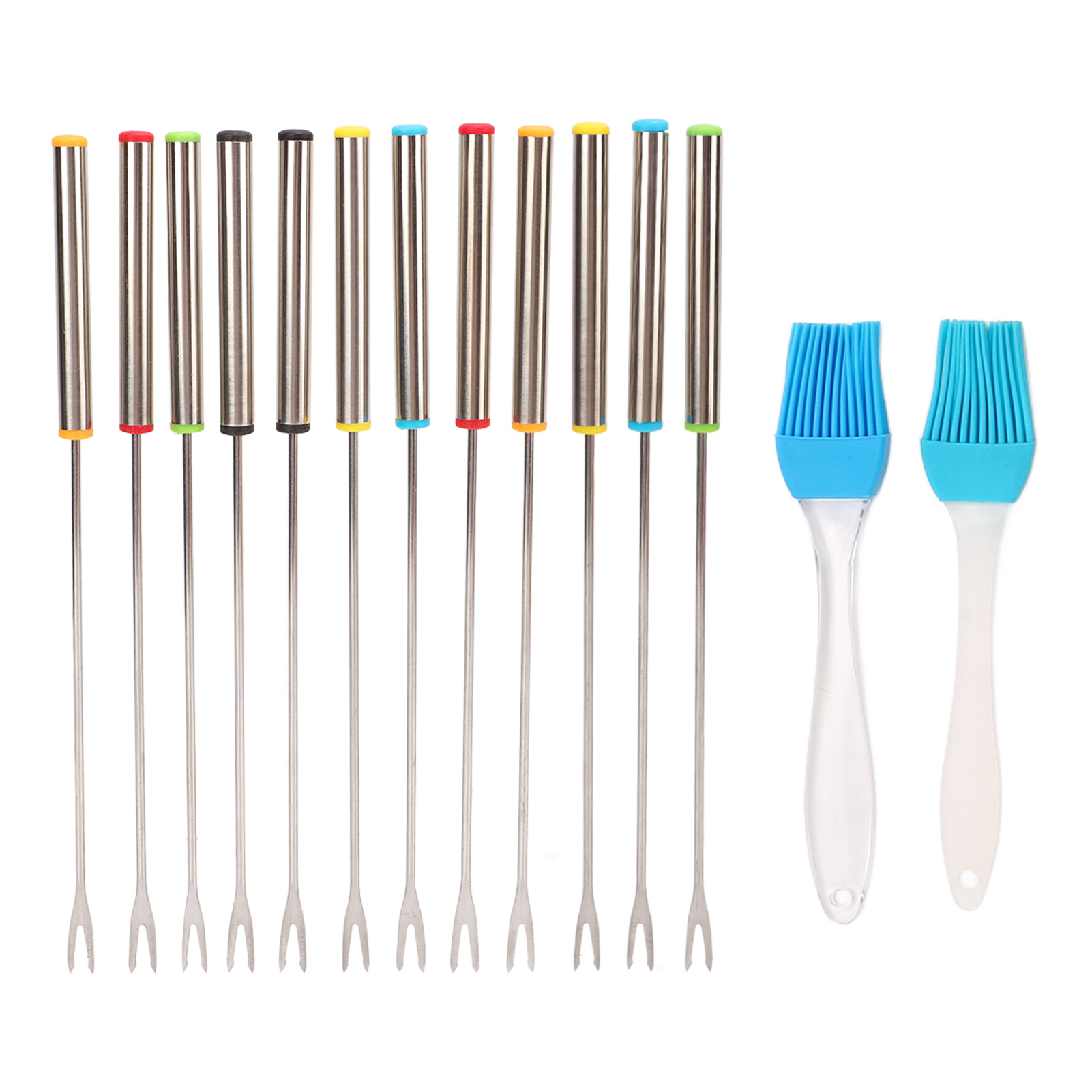 12-teiliges Fondue-gabel-set Aus Edelstahl, 24 Cm, Mit Hitzebeständigen Griffen Für Die Küche