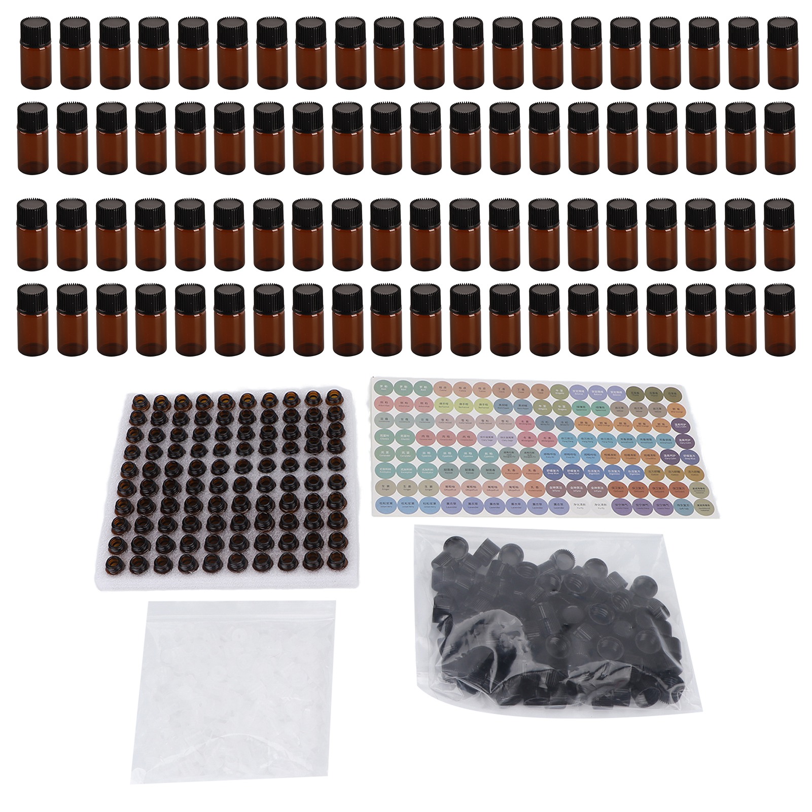 100 Miniaturfläschchen À 3 Ml Ätherisches Öl, Auslaufsicher, Transparent Und Geruchlos