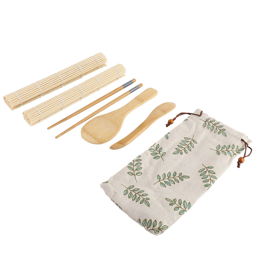 Sushi-set Aus 100 % Natürlichem Bambus – Rollmatte, Reislöffel, Reisstreicher Und Essstäbchen