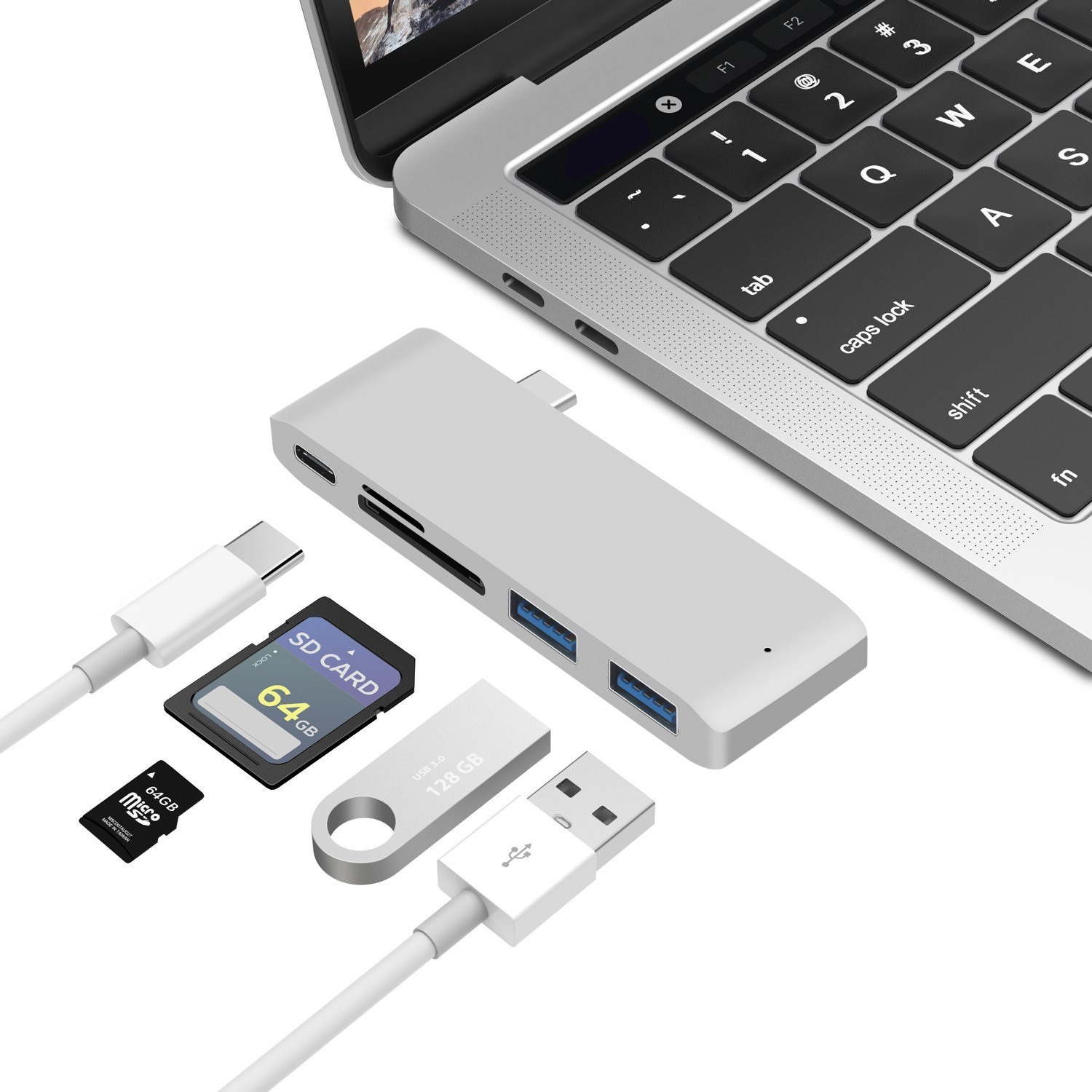 Usb-c-dockingstation, Hub Mit Hdmi-konverter Und Kartenleser, Kompatibel Mit Macbook.
