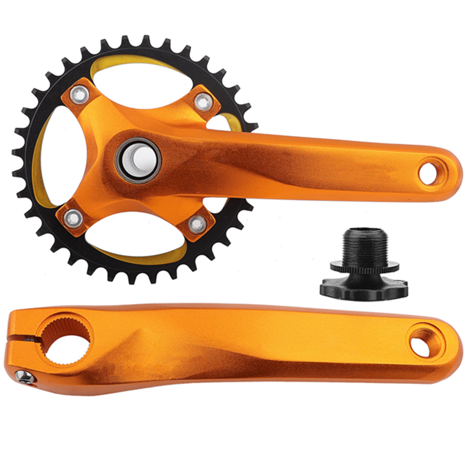 Meijun Aluminium-mountainbike-kurbelgarnitur, Singlespeed, Integriert, Goldenes Kettenblatt