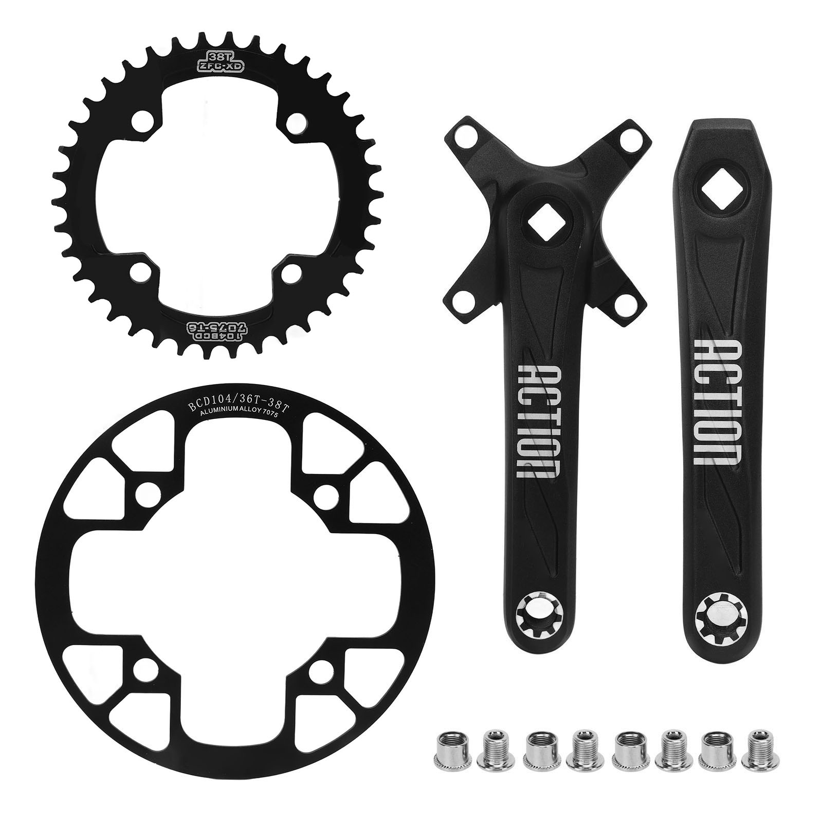 38t Mountainbike-kettenblatt Mit 170 Mm Kettenarmen Und 36t-38t Kettenschutz, Kompatibel Mit Narrow-wide-ketten