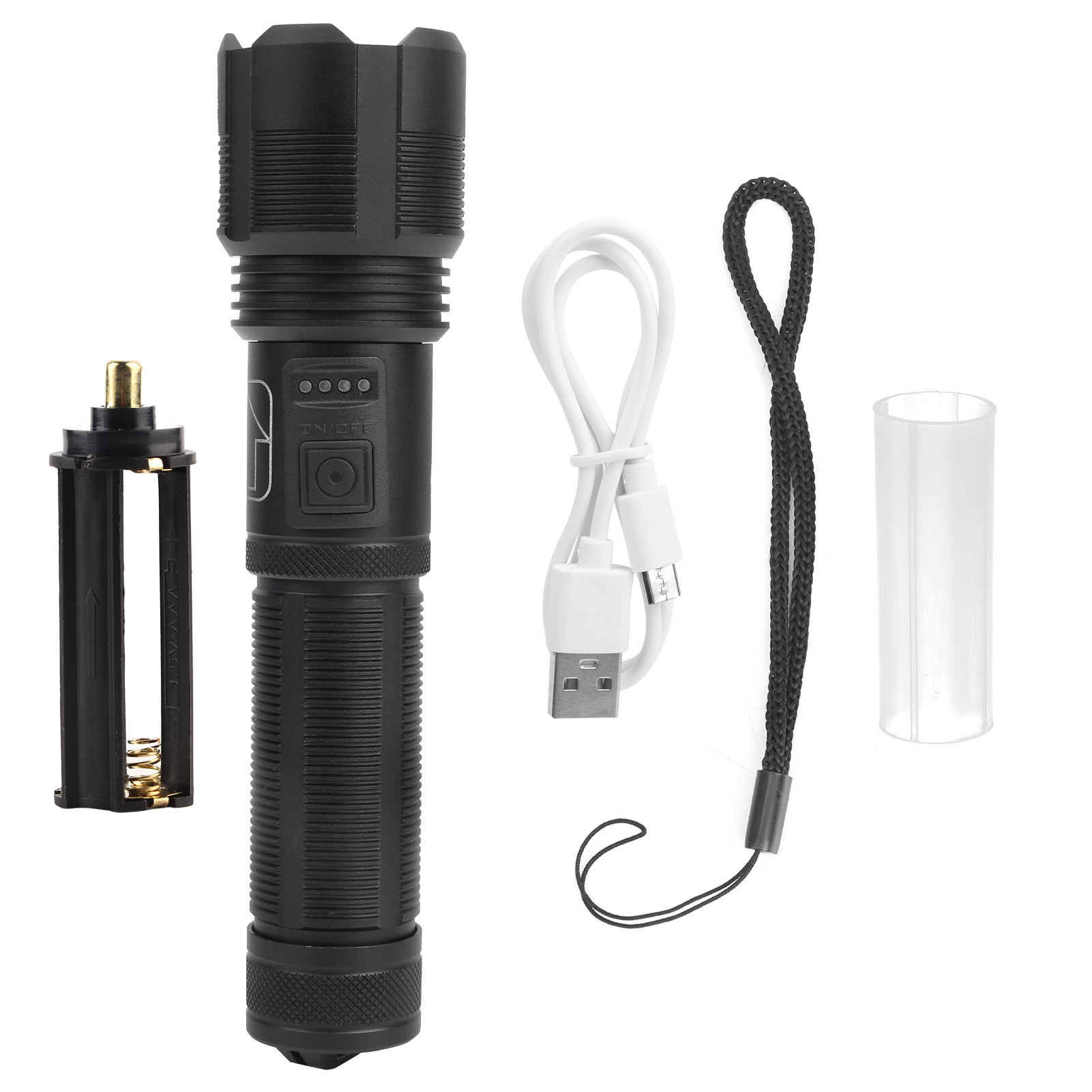 P70 Usb-wiederaufladbare Taschenlampe, Leistungsstarker Zoom, Ladeanzeige, Hohe Helligkeit