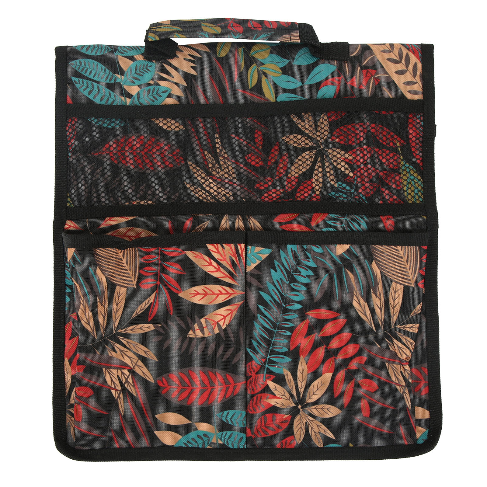 Gartenaufbewahrungstasche Mit Taschen, Klappbarer Kniehocker Und Werkzeughalter Mit Griff, Rotes Blattdesign