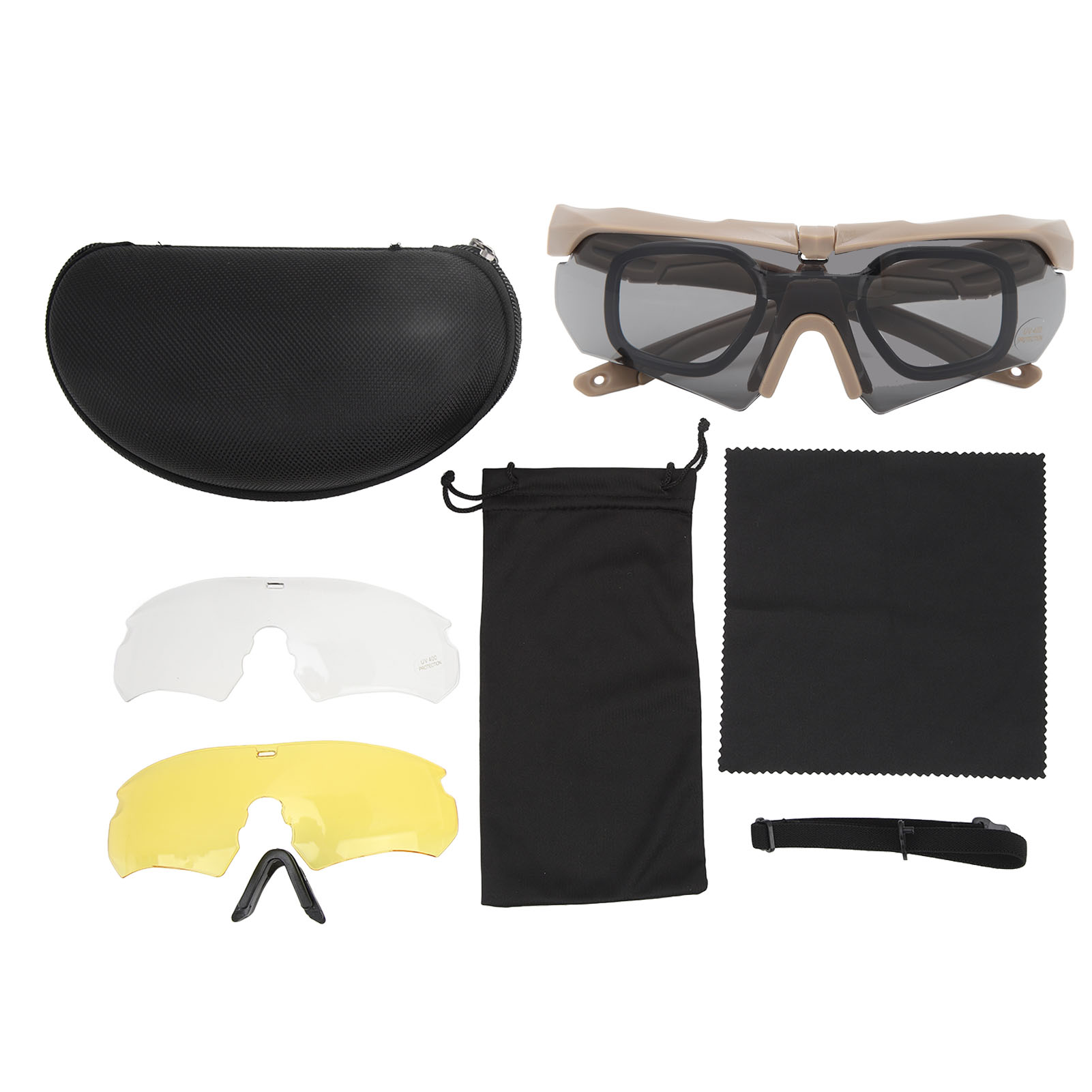 Anti-uv-schießbrille, Militärische Schutzbrille Gegen Wind Und Staub, Halbrahmen Für Motorräder, Unisex, Khakifarben.