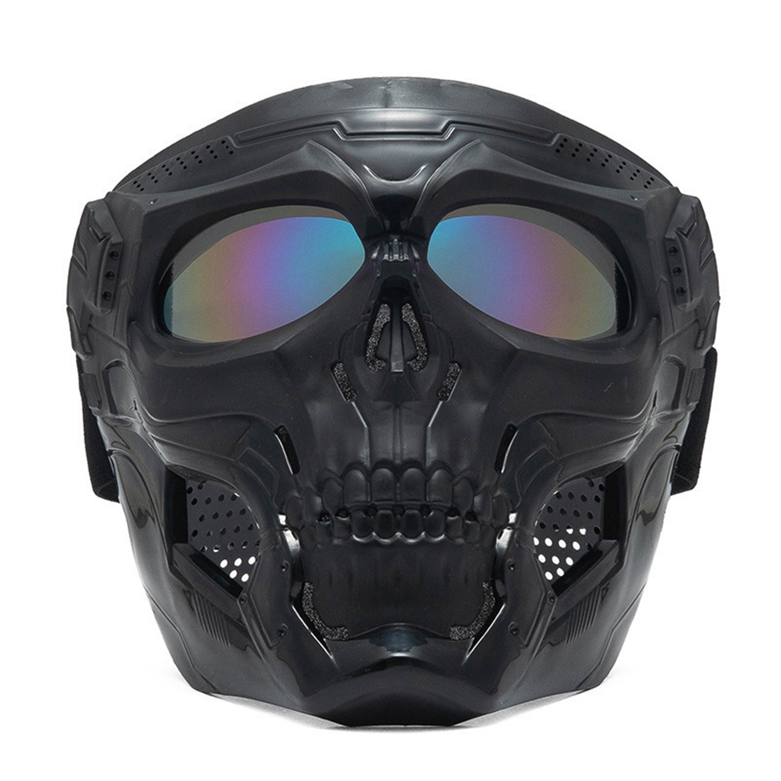Motorradmaske Mit Totenkopf-optik – Rennbrille Mit Verstellbarem, Rutschfestem Riemen Für Mountainbiker – Schwarze Gläser Mit Mehrfarbigen Optionen