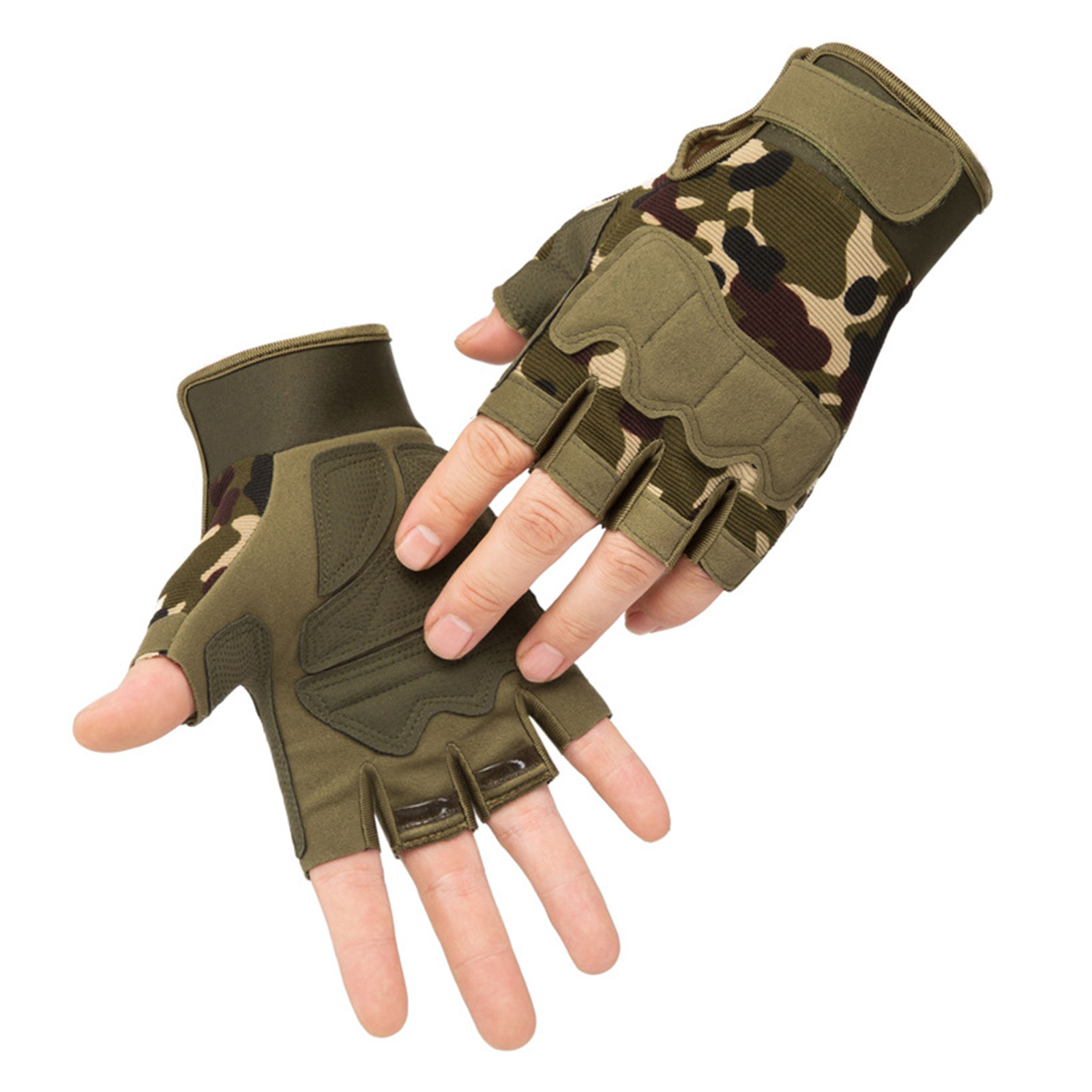 Paar Tarn-militärhandschuhe Mit Offenen Fingern Für Motorrad- Und Mountainbikefahren, Größe L (19-20 Cm)