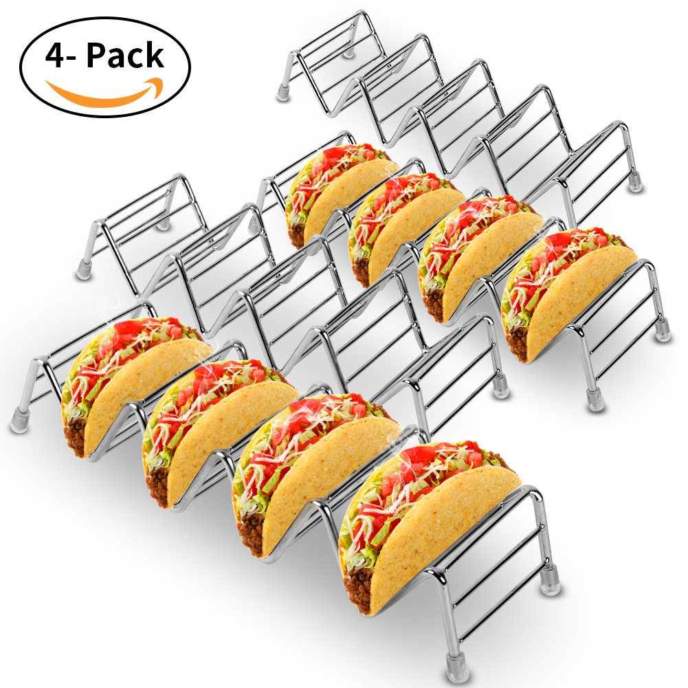 Taco-halter Aus Edelstahl, Geeignet Für Harte Und Weiche Tacos, 4er-set, Ideal Für Kinder Und Familien