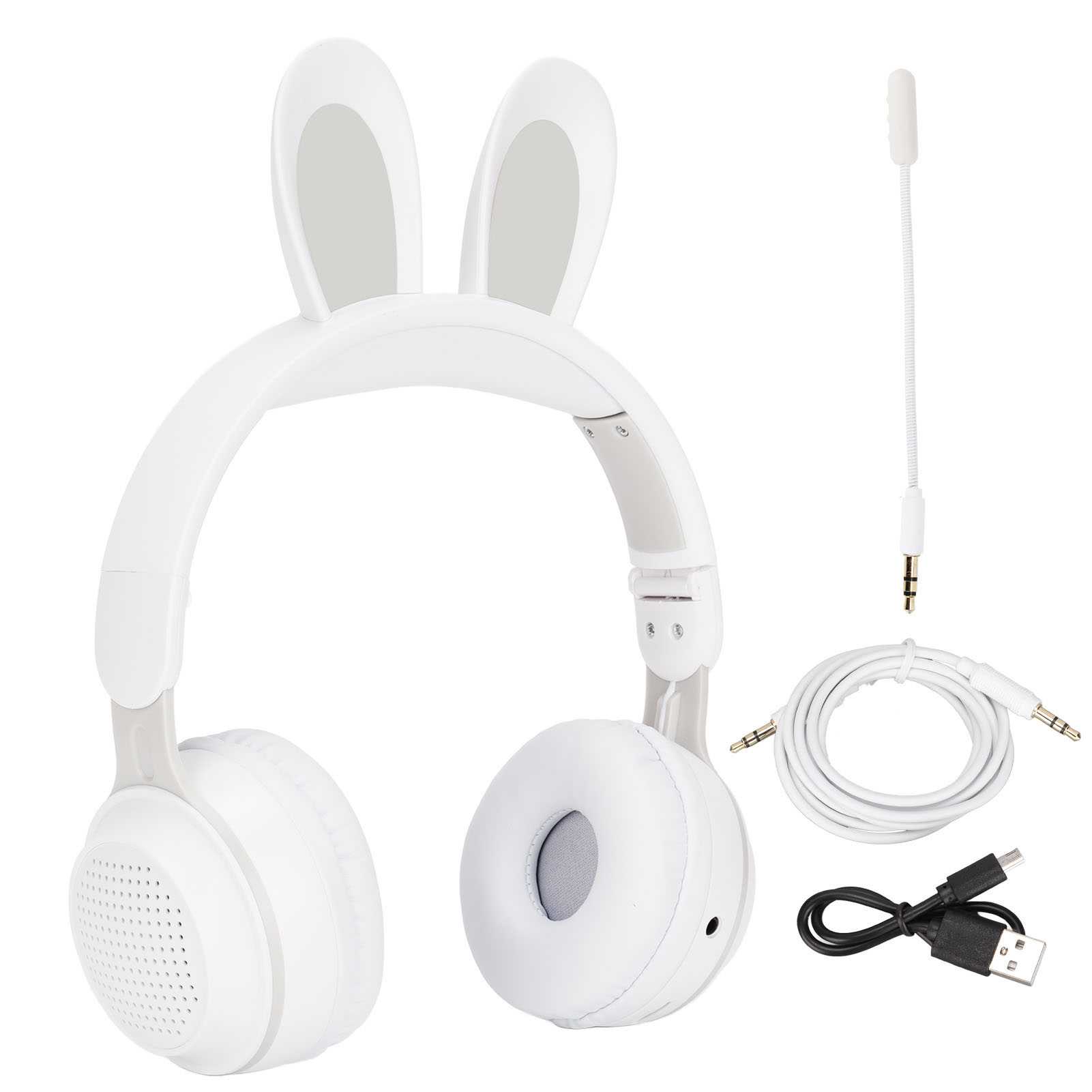 Kabellose Bluetooth 5.0-kopfhörer Für Kinder Mit Leuchtenden Hasenohren, Faltbar Für Pc, Tablet Und Online-lernen