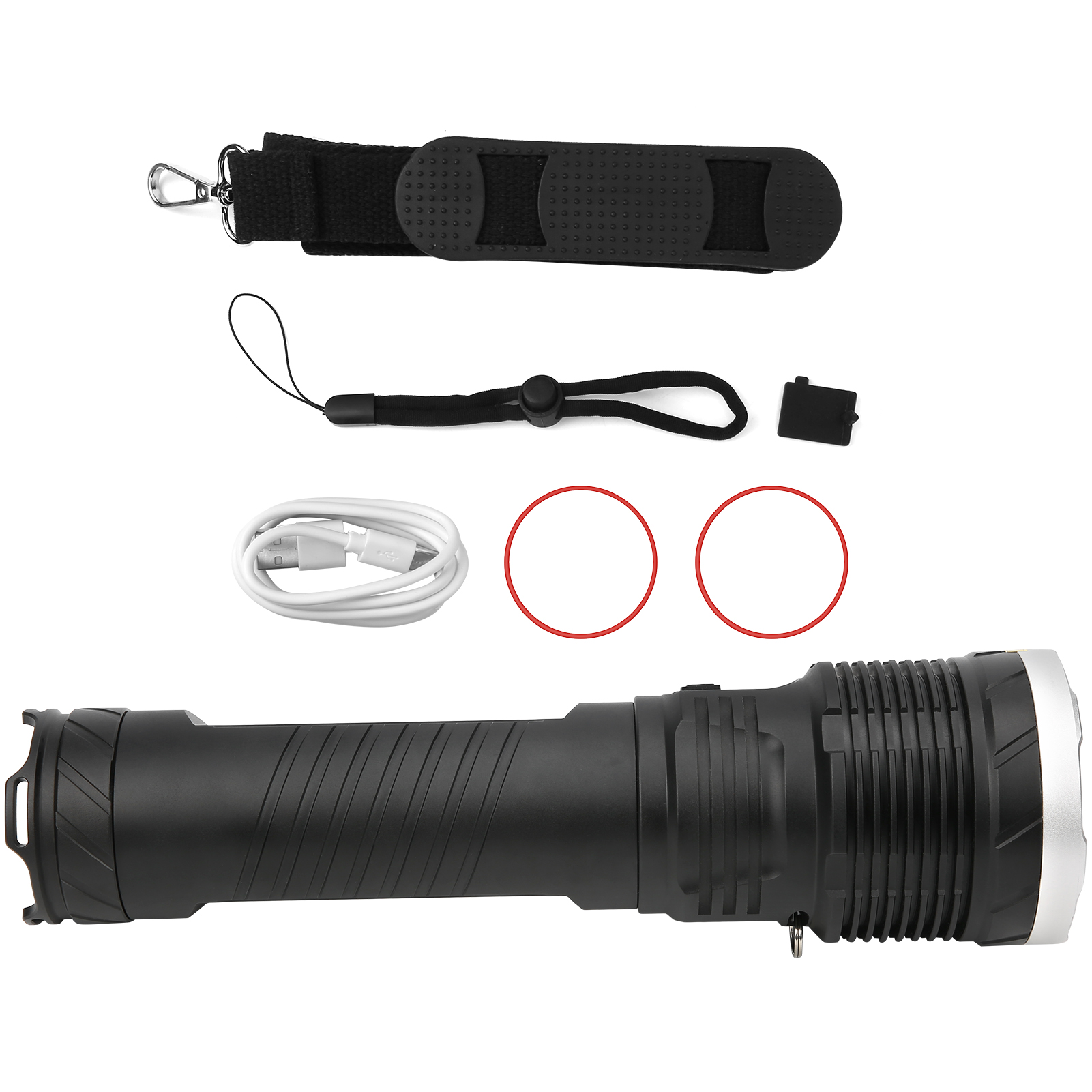 Leistungsstarke, Wasserdichte (ipx5) Wiederaufladbare Usb-taschenlampe Aus Aluminiumlegierung Mit Powerbank