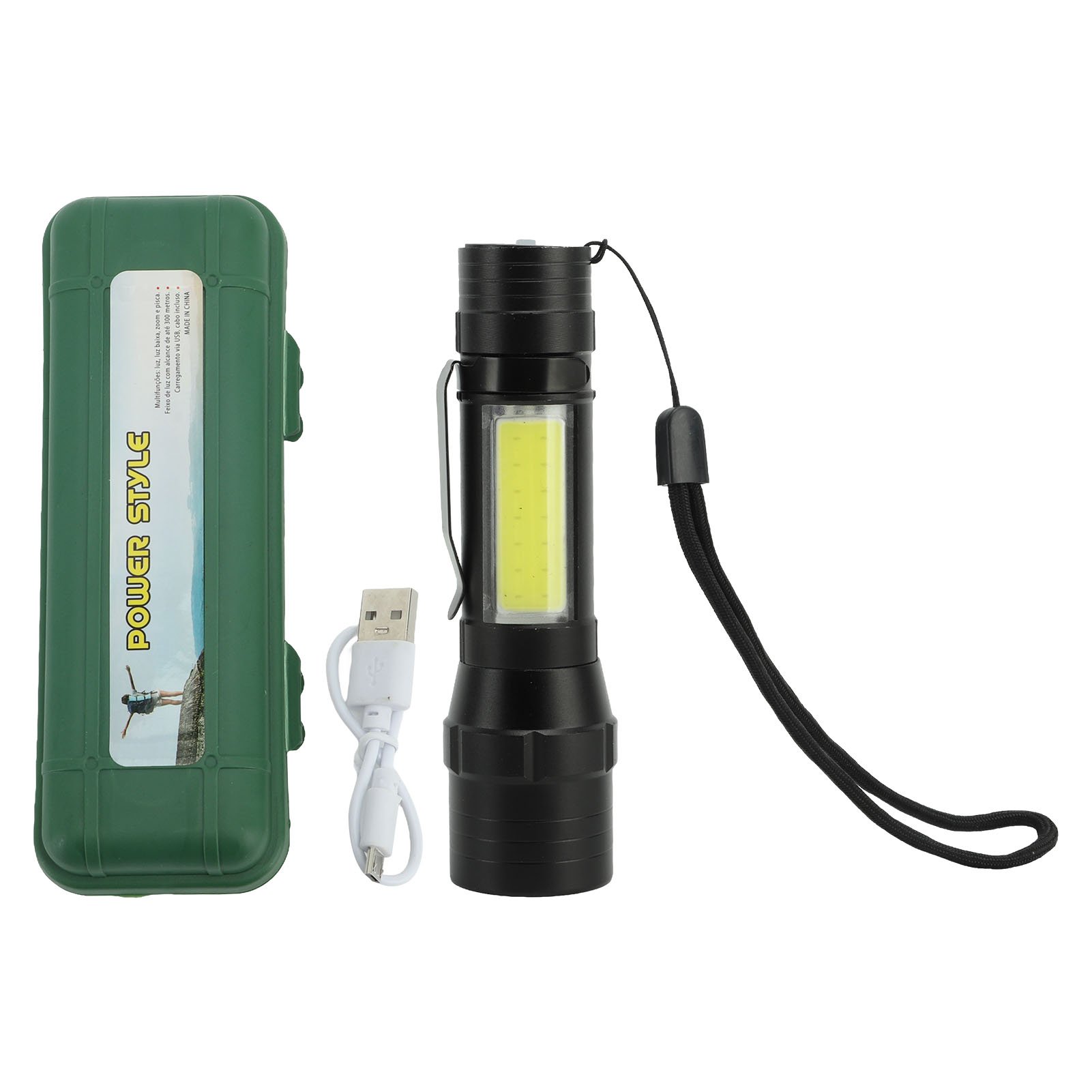 Wiederaufladbare Taschenlampe Mit 4 Modi, Hoher Helligkeit, Metallgehäuse Mit Seitlicher Cob-beleuchtung Für Wandern, Camping Und Notfälle