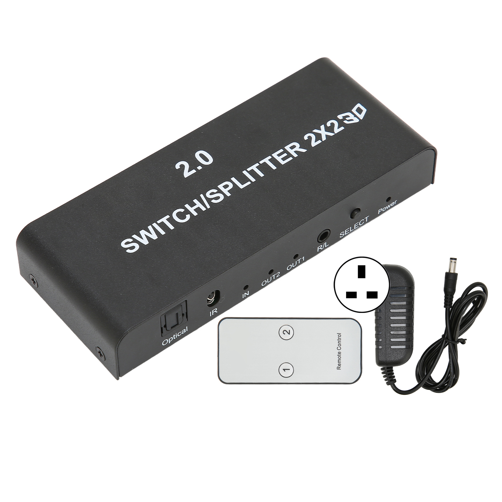 2x2 Hdmi 4k 60hz Splitter, Dual-input, Dual-output, Video-switch Für Signalübertragung, 100–240v Netzteil Mit Uk-stecker