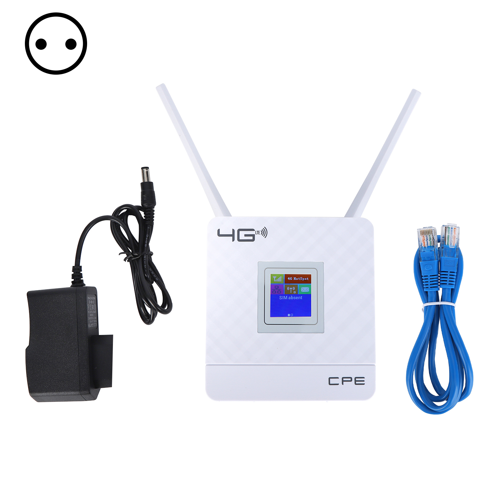 Tragbarer 4g-lte-router Mit Externer Antenne, Sim-kartensteckplatz, Wan/lan-anschlüssen Und 100–240-v-netzteil – Hochgeschwindigkeits-wlan-verbindung